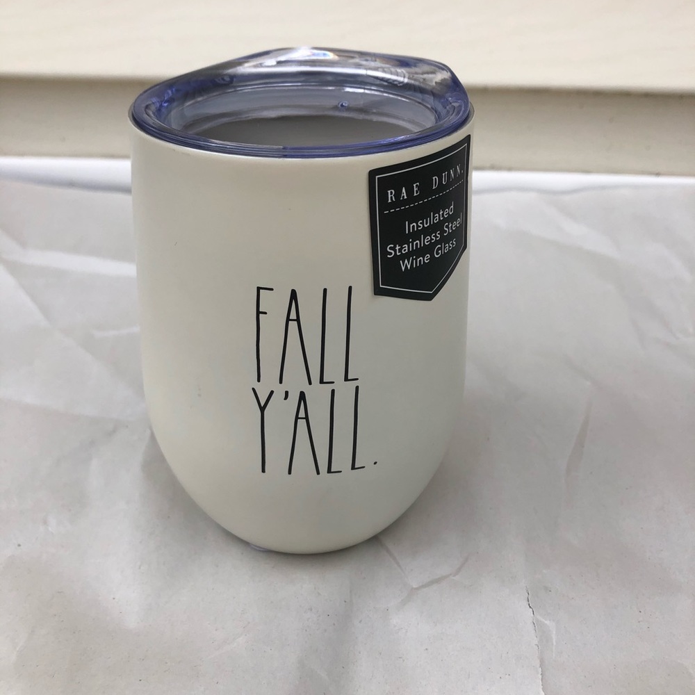Rae Dunn ivory “fall y’all” stainless steel cup